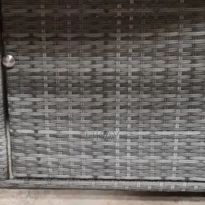 Rattan Circular Outdoor Table Grey.