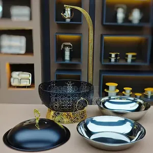 *Black Stainless Steel Chaffing Dish With Hanging Lid At