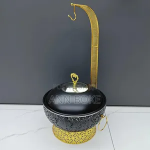 *Black Stainless Steel Chaffing Dish With Hanging Lid At