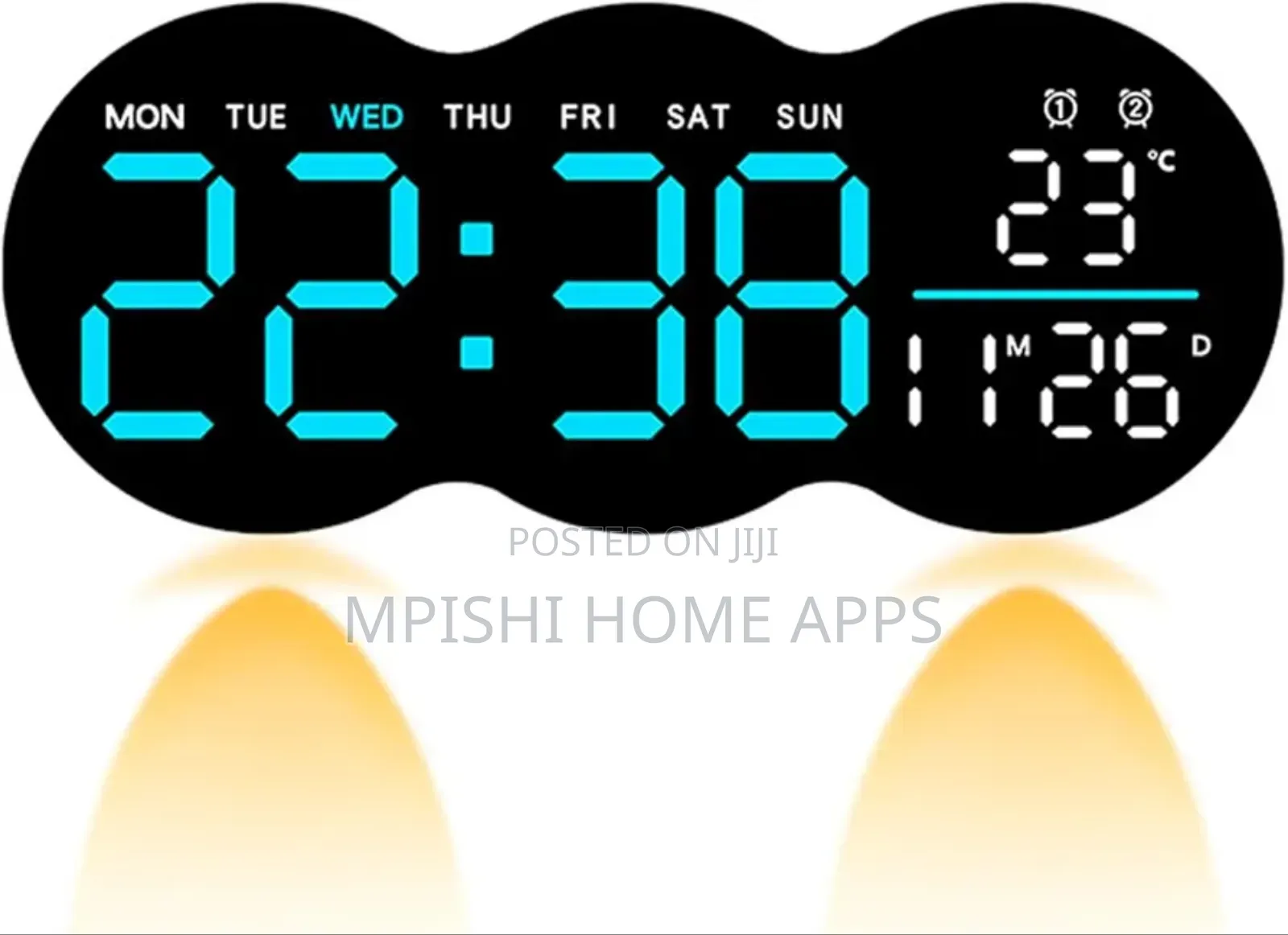 Led Digital Wall Clock With Bottom Lights