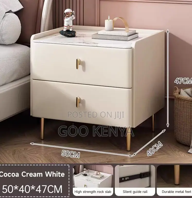 Home Bedside Cabinet; Elegant White Bedside Table for Modern Bedrooms