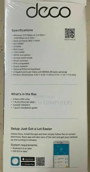 Tp-link Deco X60 Wifi 6 Router Ax3000 Whole Home Mesh Wi-fi System