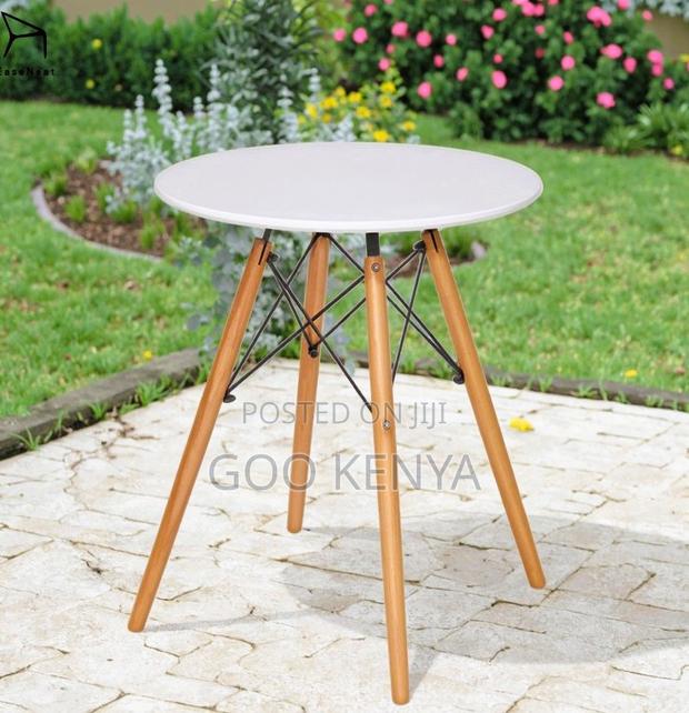 Home Table; Durable Round Plastic Table for Dining- Wood Made - thumbnail 6
