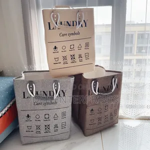 Collapsible Large Hamper Laundry Basket With Leather Handles