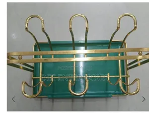 Rotating Golden Rack 6pc Tumbler Holder Plus Drain Tray