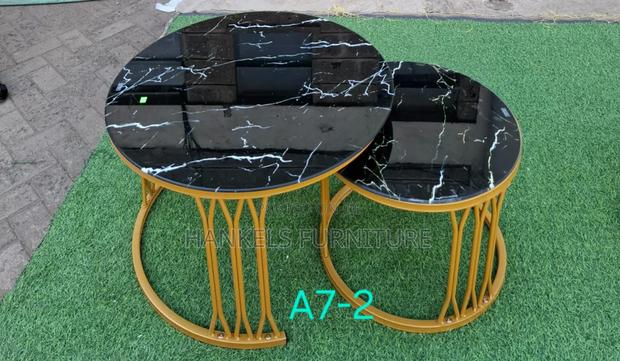 Black Marble Top Coffee Table -- Two in One