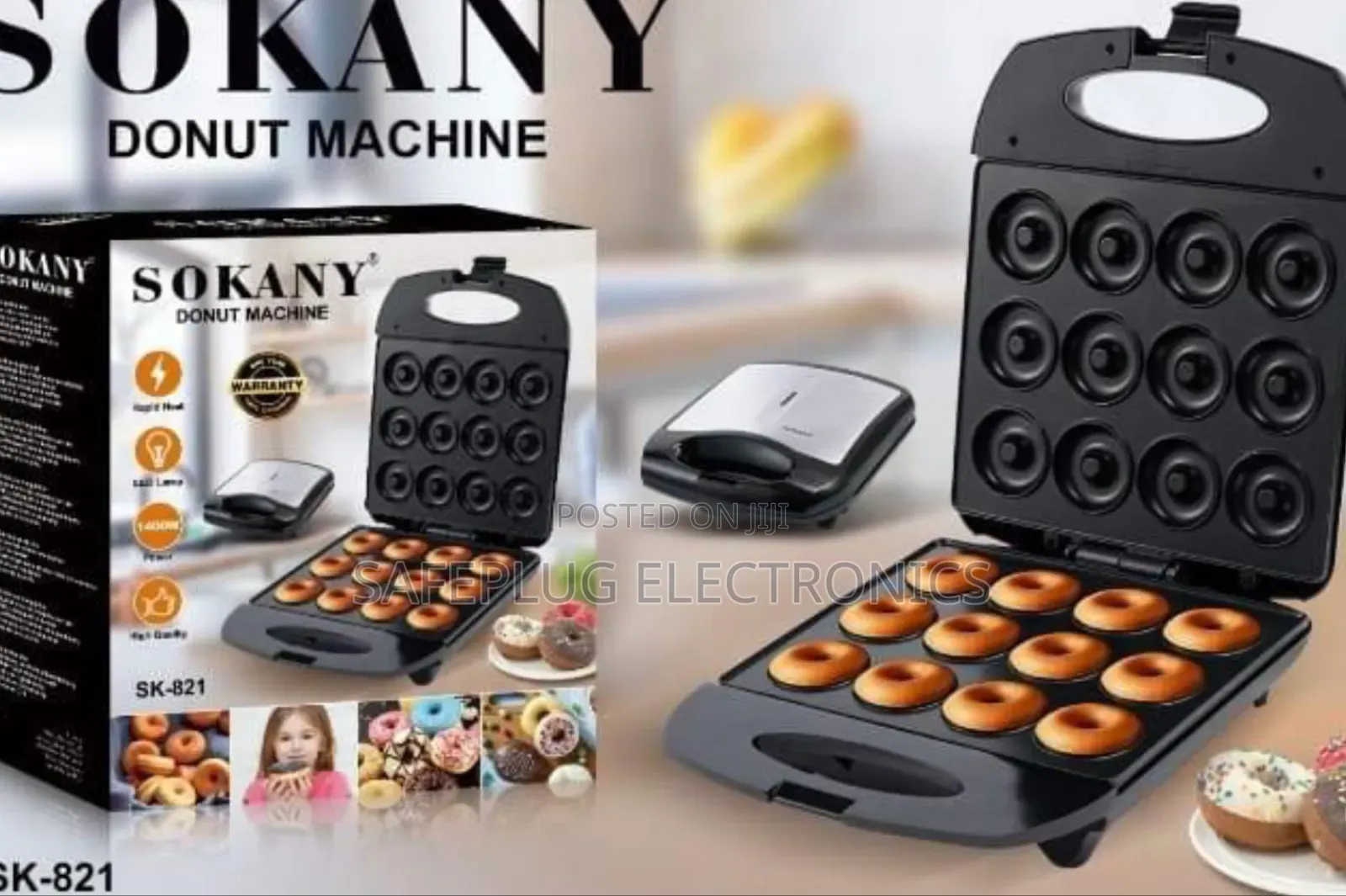 Sokany 12-Slot Donut Maker – Perfect Homemade Treats in Minutes!"