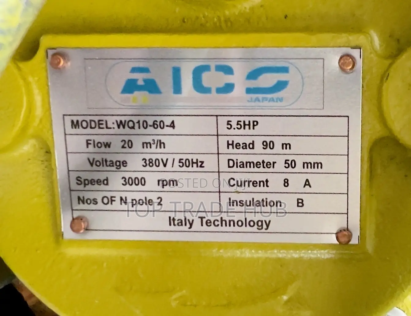 Aico Japan Sewage Submersible Water Pump 5.5hp 90m Head 3 Phase
