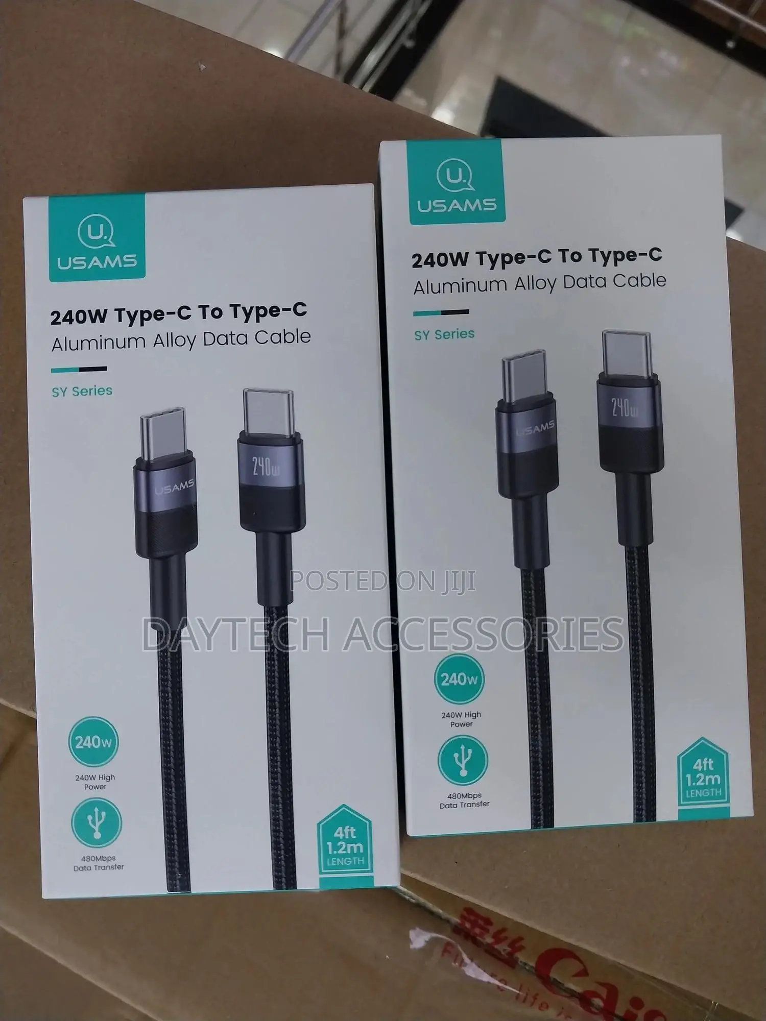Usams Sj727 Sy Series 1.2m 240w Type-C to Type-C Cable Nylon Braided.