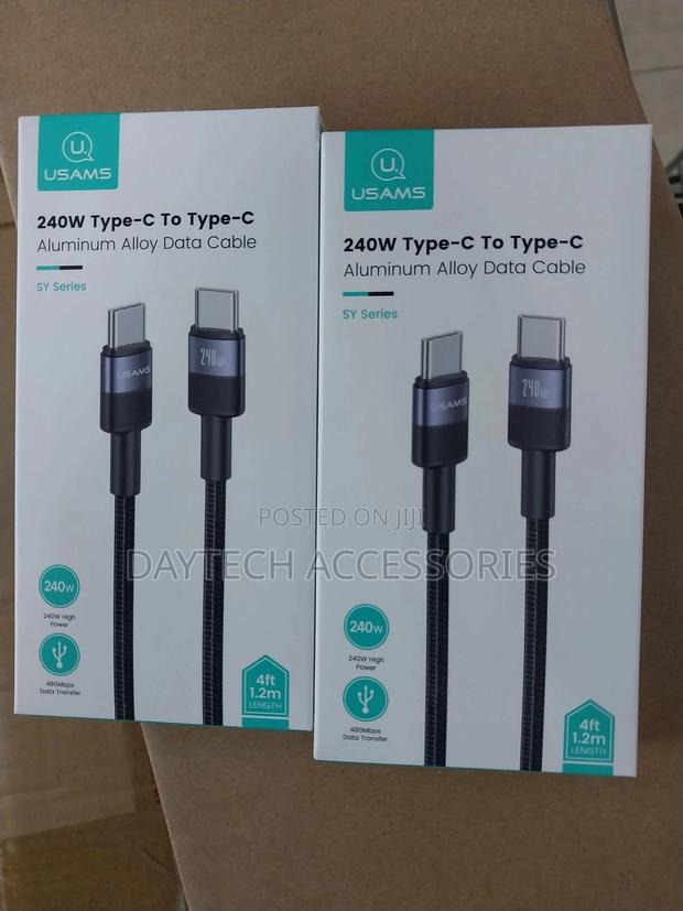Usams Sj727 Sy Series 1.2m 240w Type-C to Type-C Cable Nylon Braided.