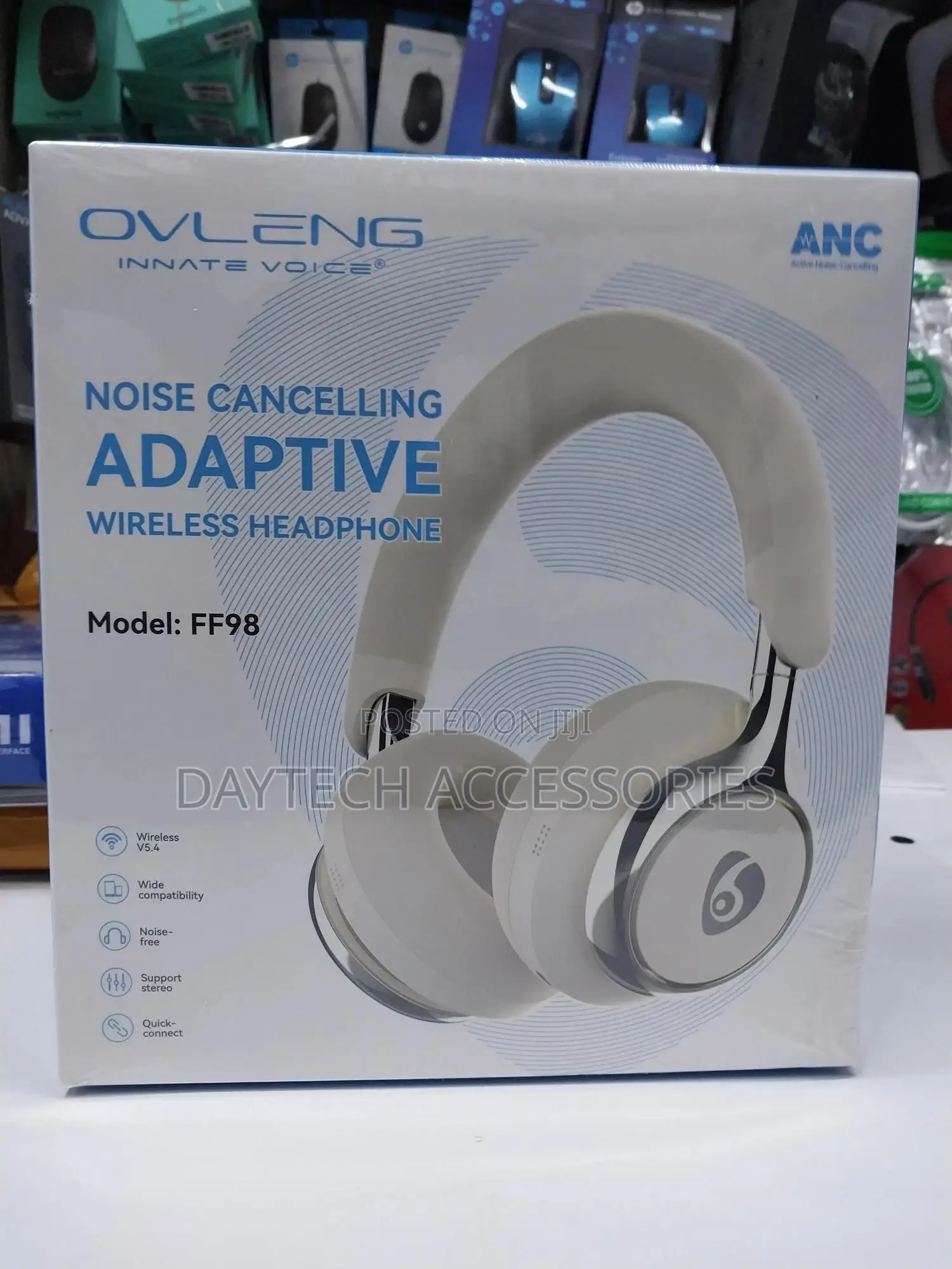 The Ovleng Ff98 Adaptive Active Noise-Cancelling Wireless Headphones.