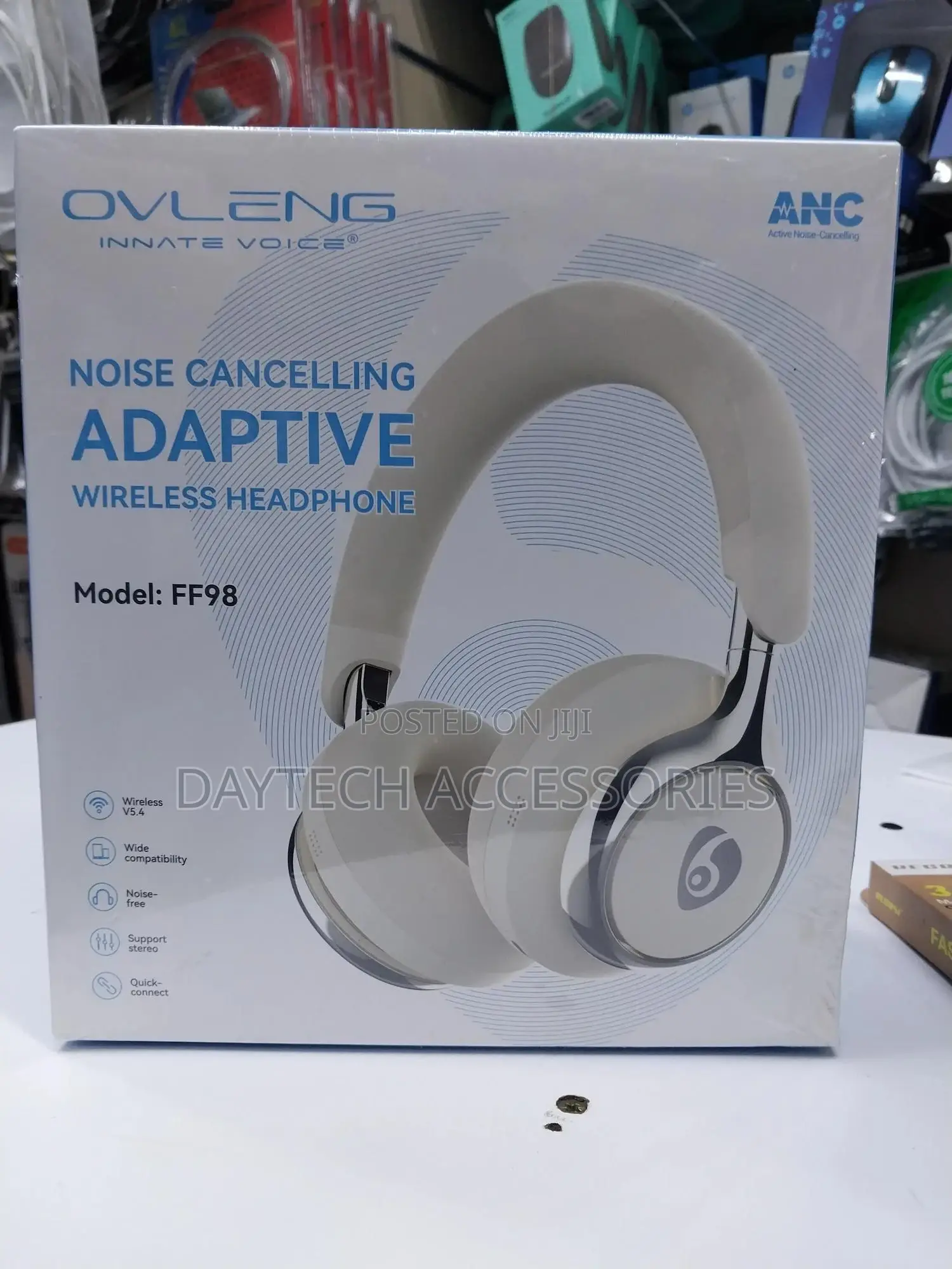 The Ovleng Ff98 Adaptive Active Noise-Cancelling Wireless Headphones.