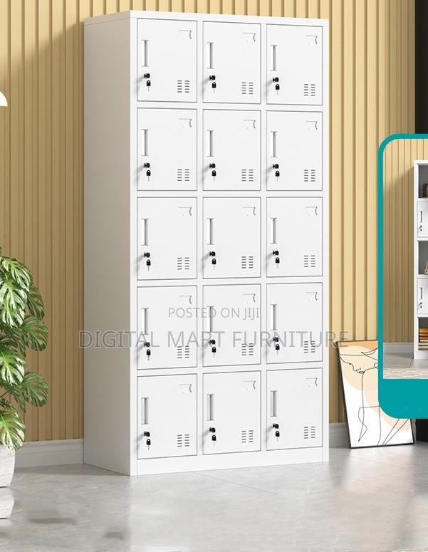 Fifteen Multi Compartment White Steel Cabinet
