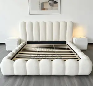 Home Bed; Luxury Fabric Bed With Extra-Large Headboard – King Size