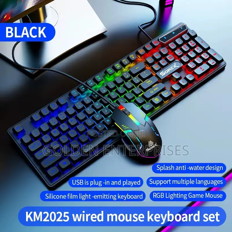 Keyboard and Mouse Gaming Combo Set With Mechanical Feel