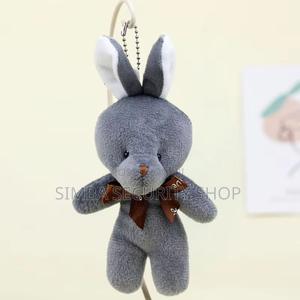 Rabbit Bunny Plush Key Chain Holder Ring Grey Gift Valentines Day Her - thumbnail 2