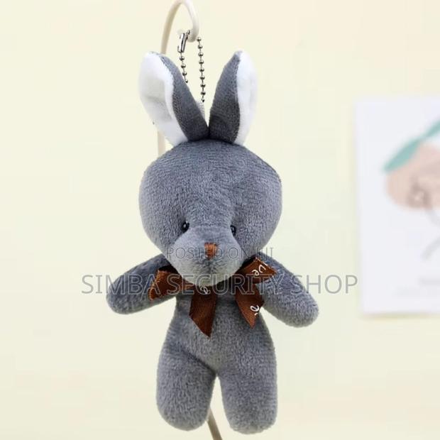 Rabbit Bunny Plush Key Chain Holder Ring Grey Gift Valentines Day Her - main view