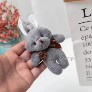 Rabbit Bunny Plush Key Chain Holder Ring Grey Gift Valentines Day Her
