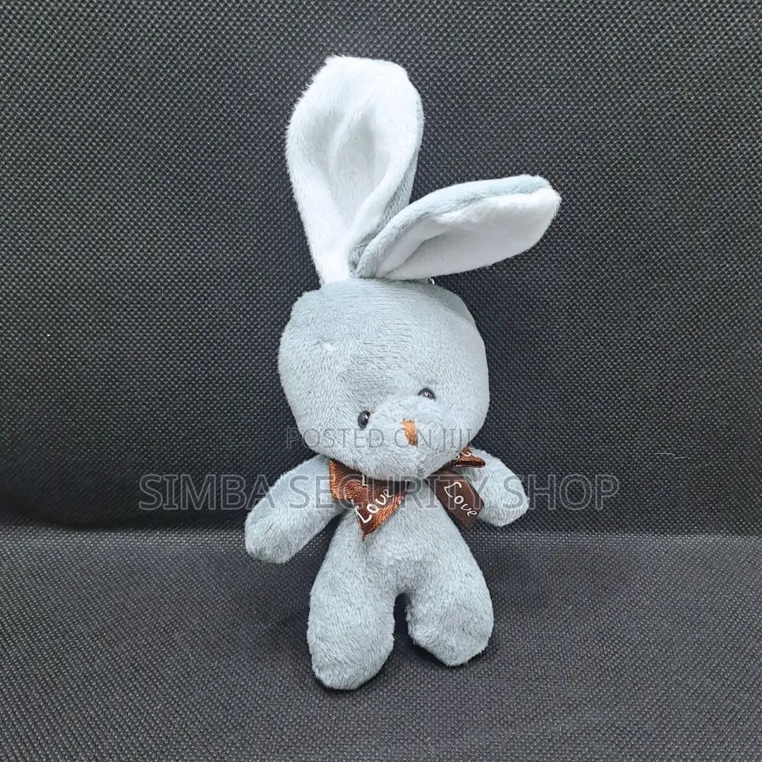 Rabbit Bunny Plush Key Chain Holder Ring Grey Gift Valentines Day Her