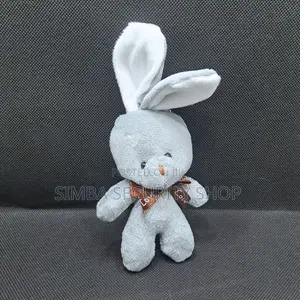 Rabbit Bunny Plush Key Chain Holder Ring Grey Gift Valentines Day Her
