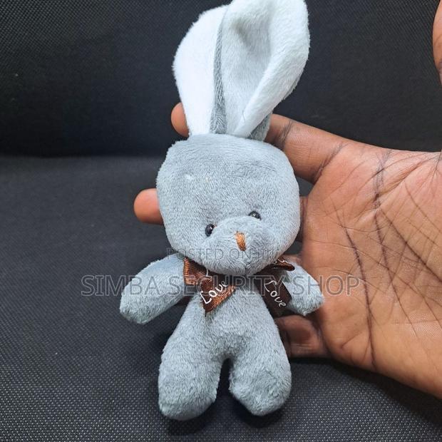 Rabbit Bunny Plush Key Chain Holder Ring Grey Gift Valentines Day Her - thumbnail 6
