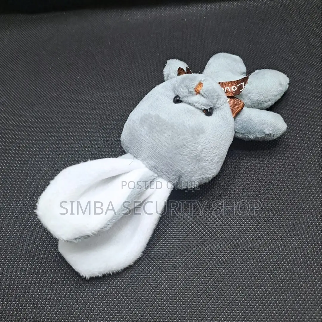 Rabbit Bunny Plush Key Chain Holder Ring Grey Gift Valentines Day Her