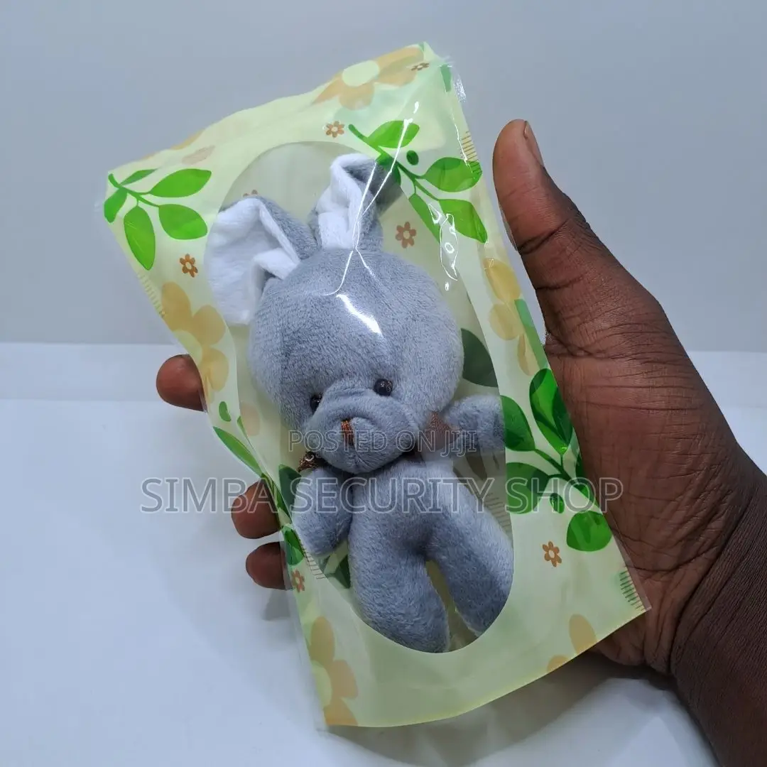 Rabbit Bunny Plush Key Chain Holder Ring Grey Gift Valentines Day Her