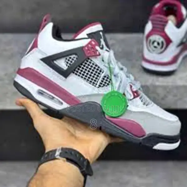 Air Jordan 4 Retro Sneakers – White/Grey/Burgundy