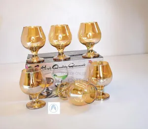 6pcs Gold Brandy Cognac Glasses Set