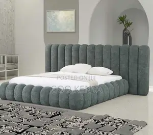 Home Bed; Designer King Size Bed With Large Upholstered Headboard