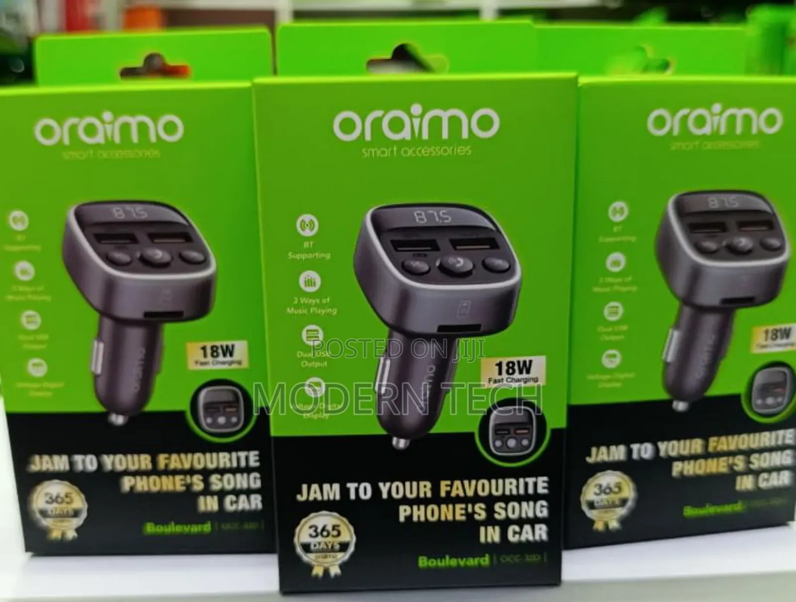 Oraimo Car Modulator With 18w Fast Charging
