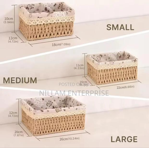 3 in 1 Hand Wooven Rattan Storage Baskets - thumbnail 6