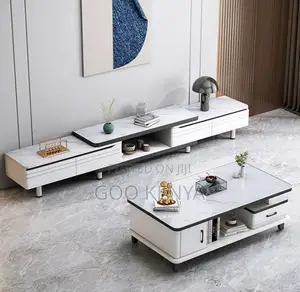 Home Tv Table Set; Marble Tv Stand and Coffee Table – Luxury Design