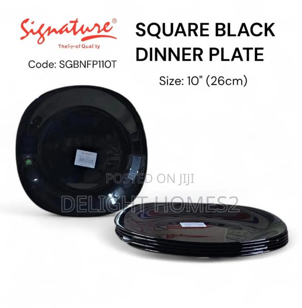 Signature Square Black Dinner Plate_b - main view