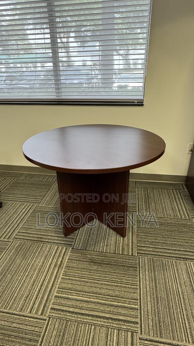 Dining Table; Wooden Round Multipurpose Perfect Office Table - thumbnail 6