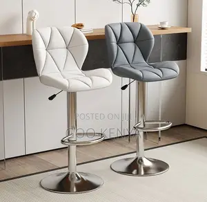 Home Stool; Chrome Base Leather Bar Chair –High-End Adjustable Seating