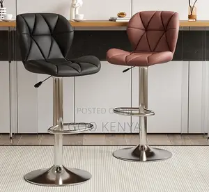 Home Stool; Chrome Base Leather Bar Chair –High-End Adjustable Seating