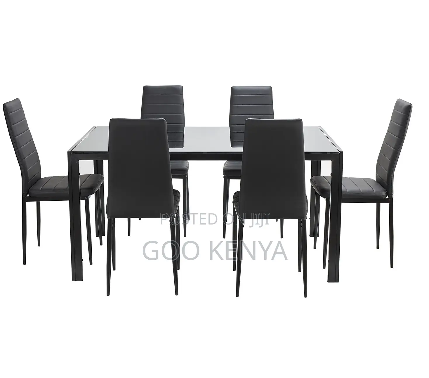Home Dining Set; Glass Top Kitchen Dining Table With 6 Leather Chairs