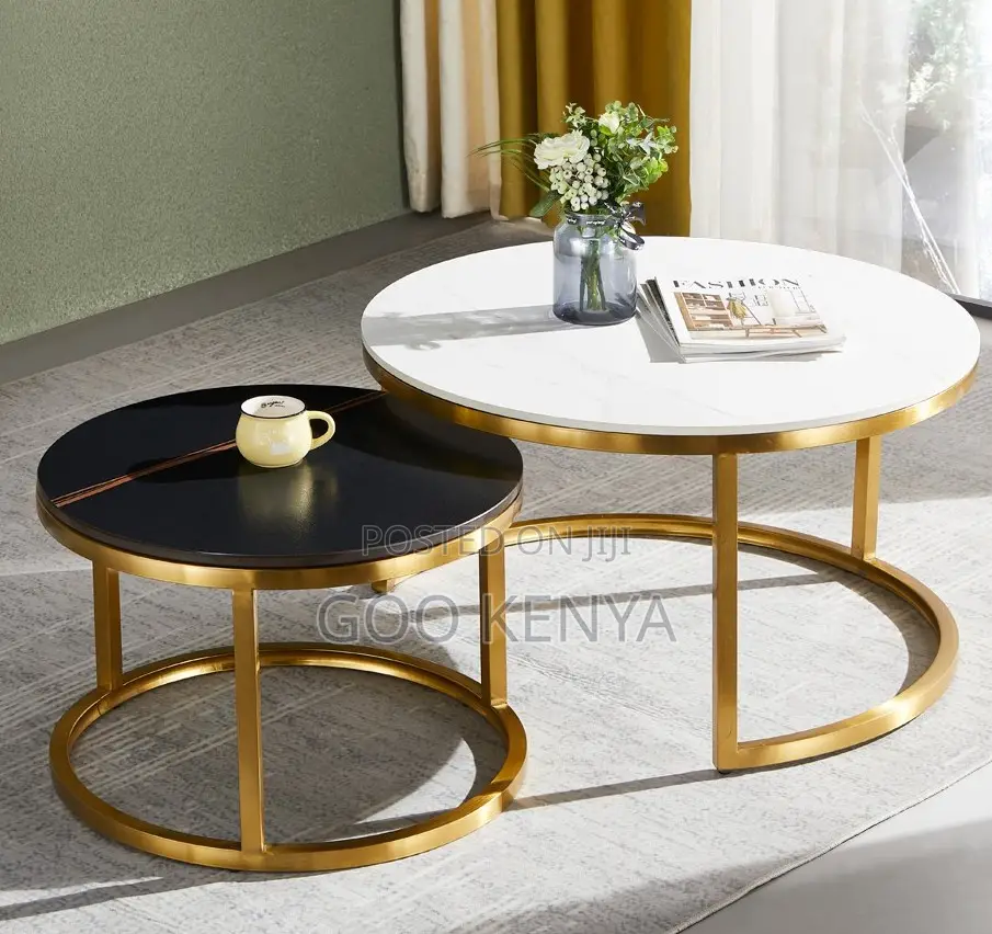 Home Table; Minimalist Marble Top Coffee Table Set for Living Room