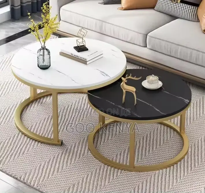 Home Table; Minimalist Marble Top Coffee Table Set for Living Room