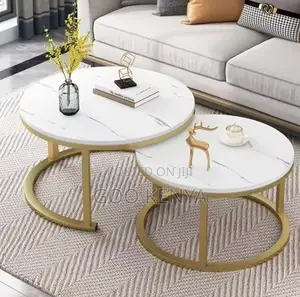 Home Table; Minimalist Marble Top Coffee Table Set for Living Room