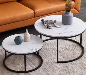 Home Table; Minimalist Marble Top Coffee Table Set for Living Room