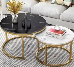 Home Table; Minimalist Marble Top Coffee Table Set for Living Room