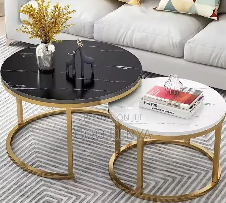 Home Table; Minimalist Marble Top Coffee Table Set for Living Room