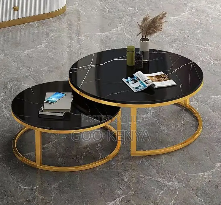 Home Table; Minimalist Marble Top Coffee Table Set for Living Room
