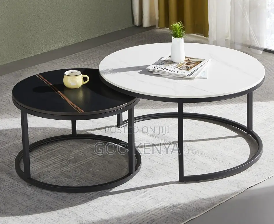 Home Table; Minimalist Marble Top Coffee Table Set for Living Room