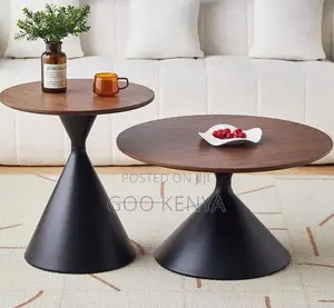 Home Round Coffee Table; Natural Wooden Coffee Tea Table Set