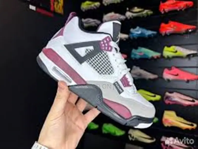 Jordan 4 Retro Look Sneakers – Fresh White Burgundy