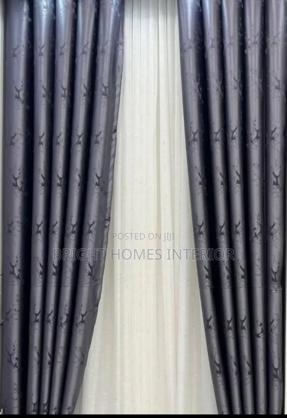 Grey Curtain Unique Pattern Curtain in Stock