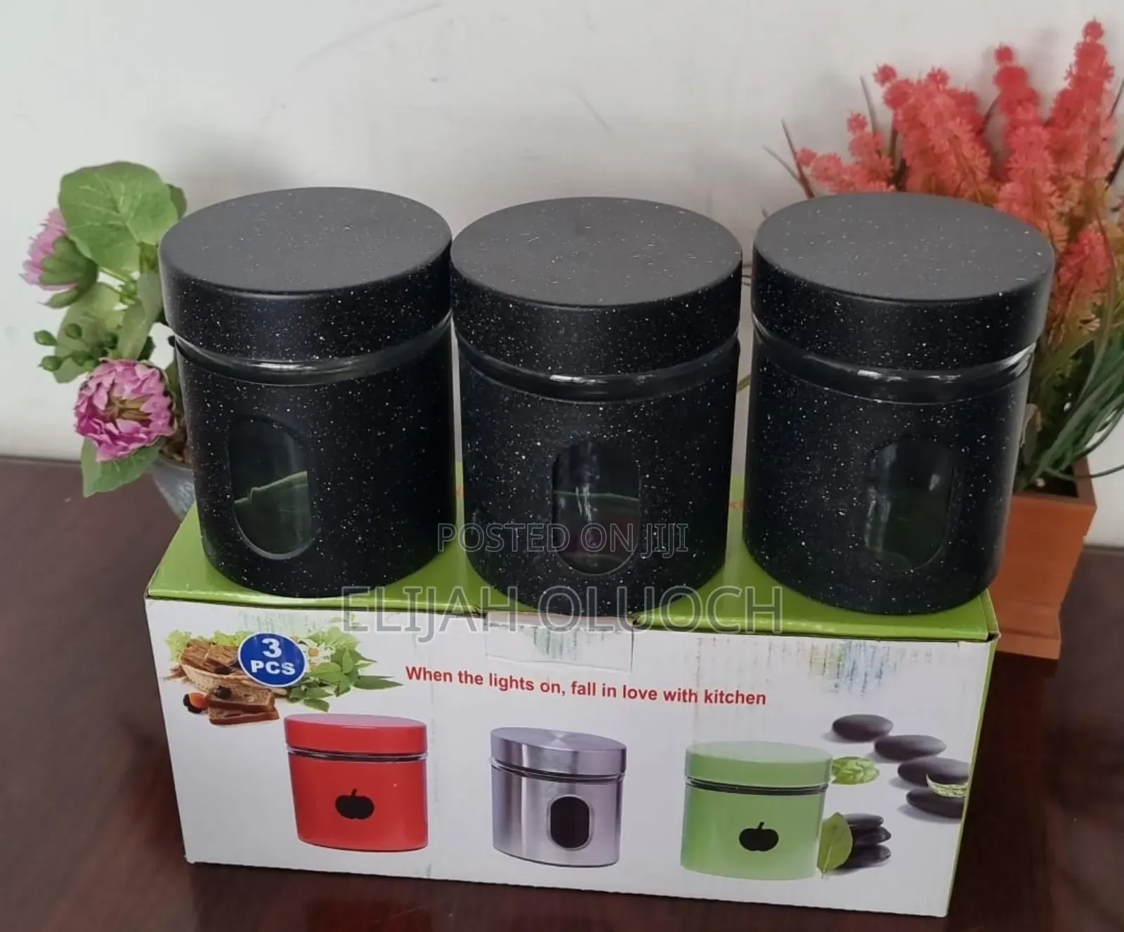 450ml X3pc Glass Canister With Stylish Metal Covering